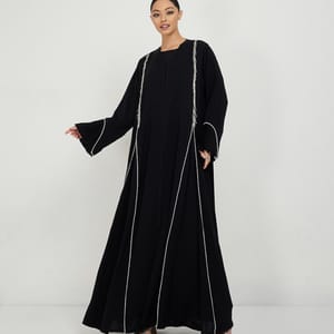 White-Piping Stones Abaya White-Piping Stones Abaya - Abayas