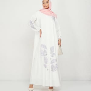 Women's Blue Foliage Abaya - Abayas 2