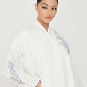 Women's Blue Foliage Abaya - Abayas 3