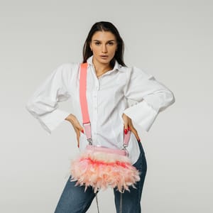 Emma Fee Frey Stylish Faux Leather Shoulder Bag With Feather Decoration