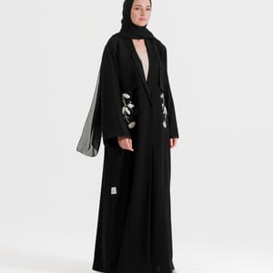 Women's Black Flora Jacket Abaya - Abayas 3
