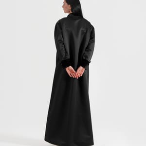 Royal Velvet Neck With Sleeves Design And Buttons On Sleeves - Abayas 2