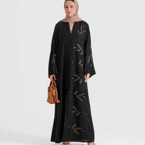 Leaves Gold Dantil Abaya Women's Leaves Gold Dantil Abaya - Abayas 3