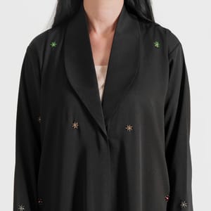 Mix Stons B Abaya Mix Stons B Denim Abaya With Neck Design And Multicolor Hand Embroidery - Abayas 1