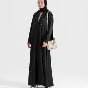 Mix Stons B Abaya Mix Stons B Denim Abaya With Neck Design And Multicolor Hand Embroidery - Abayas 3