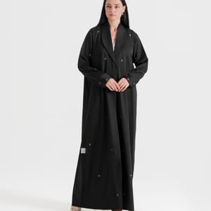 Mix Stons B Abaya Mix Stons B Denim Abaya With Neck Design And Multicolor Hand Embroidery - Abayas