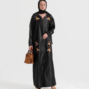 Gold Nerve Abaya With Gold Mix Decoration Hand Embroidery - Abayas 3