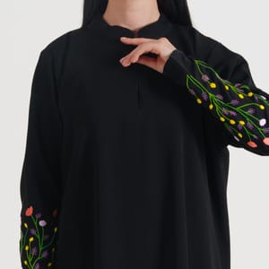 Colors Embroidery Abaya Rosette Abaya - Women's Abayas 1