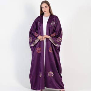Abaya Bisht with Mix Colors Embroidery Design with double fabric Rosette Abaya - Women's Abayas 2