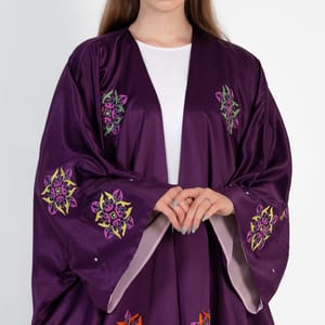 Abaya Bisht with Mix Colors Embroidery Design with double fabric Rosette Abaya - Women's Abayas 3