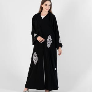 Abaya With Lulu Design Embroidery And Style  Cutting Design - Black