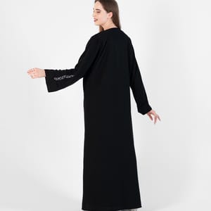 Abaya with wave style and silver hand embroidery + pocket Net Embroidery - Black Rosette Abaya - Women's Abayas 3