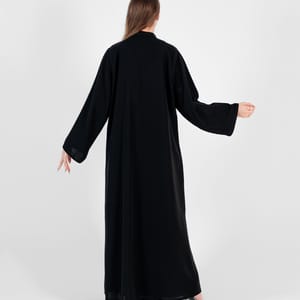 Abaya with Stitching design Silver and black Rosette Abaya - Women's Abayas 2