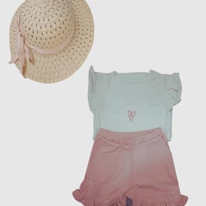 Forever Cute Ruffle Shorts Set With Bamboo Hat (2-3Yrs)