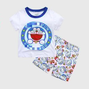 Doremon Printed T-Shirt And Shorts Set