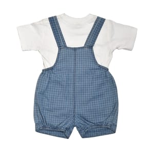 Stylish White Dungaree Set For Kids