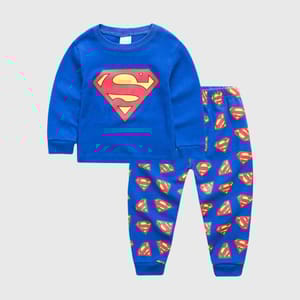 Superman Printed Blue T-Shirt Set