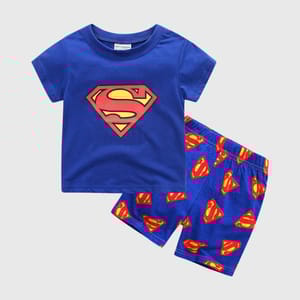 Trendy Superman Printed T-Shirt And Shorts Set