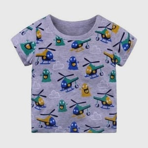 Classic Green Checkered Helicopter Printed T-Shirt