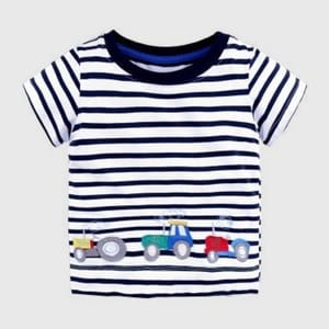 Embroidered Striped Car T-Shirt - A Stylish Addition To Your Wardrobe