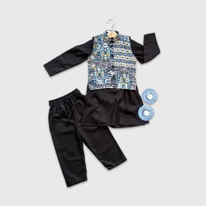 Kurta And Churidar Set With Print Jacket