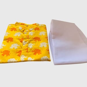 Pure Cotton Elephant Print Kurta Pajama Set