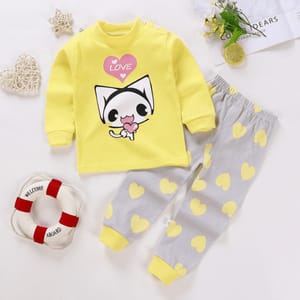 Girls Cat Love Design Pyjama Set