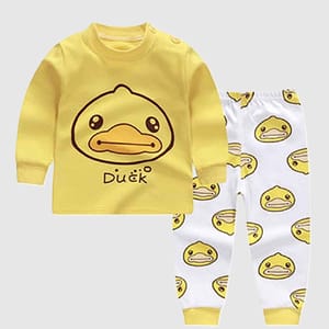 Duck Print Girls Cotton Pajama Set
