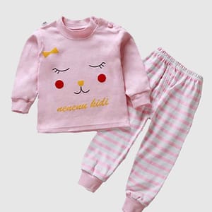 Pink Striped Cotton Pajama Set