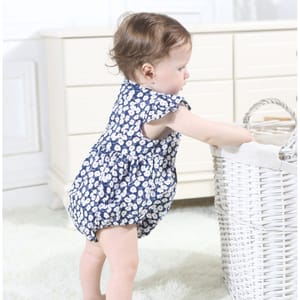 Stella Romper Blue Boysuit with Printed Flowers in Pure Cotton Generic - Kids's Bodysuits 1