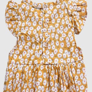 Stella Romper Mustard Boysuit With Printed Flowers In Pure Cotton Generic - Kids's Bodysuits 1