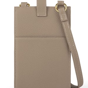 Holborn Classic Bella Leather Phone Pouch Buttoned - Grey Holborn Classic - Women's Crossbody Bags 2