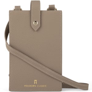 Holborn Classic Bella Leather Phone Pouch Buttoned - Grey Holborn Classic - Women's Crossbody Bags