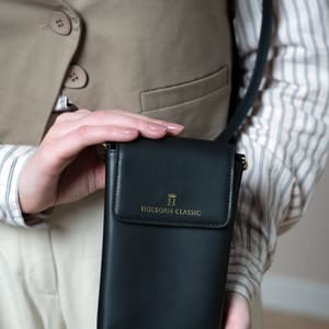 Holborn Classic Anna Leather Phone Pouch Flapped - Black Holborn Classic - Women's Crossbody Bags 4