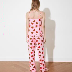 Heart Pattern Frilly Woven Night Dress - Night Dresses & Gowns 4