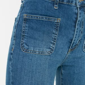Blue Faded High Waist Flared Women's Jeans Trendyol - Women's Straight Jeans 4