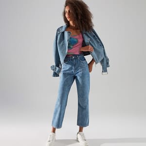 Blue Faded High Waist Women's Jeans Trendyol - Women's Straight Jeans 4