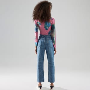 Blue Faded High Waist Women's Jeans Trendyol - Women's Straight Jeans 5