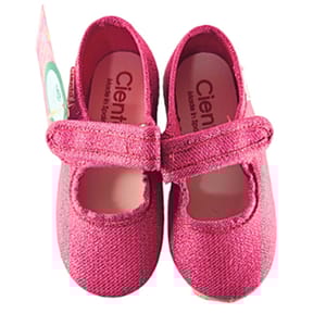 Cienta Mercedes Fuchsia Shimmer Loop & Strap Kids Comfort Shoes