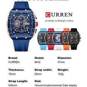 CURREN Unique Rectangular Sports Watch – Bold Design & Everyday Functionality Curren - Men's Dress Watches 37