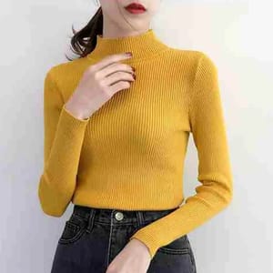 Autumn Winter Women's Mock Neck Knitted Sweater