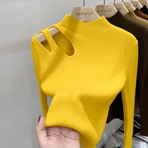 Chic Turtleneck Ribbed Sweater for Women – Soft, Slim Fit & Stylish
