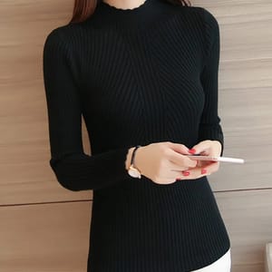 Stylish Mock Neck Ruffled Sweater – Autumn & Winterwear Aossviao - Women's Sweaters 2