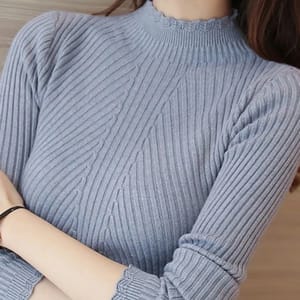 Stylish Mock Neck Ruffled Sweater – Autumn & Winterwear Aossviao - Women's Sweaters 3