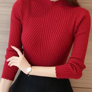Stylish Mock Neck Ruffled Sweater – Autumn & Winterwear Aossviao - Women's Sweaters 5