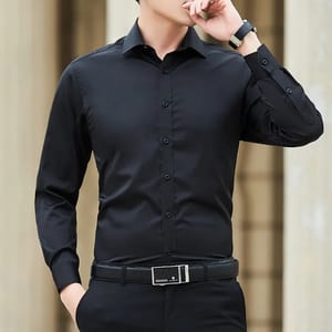 Plus Size Solid Color Business Shirt – Classic Long Sleeve Slim Fit Dress Shirt Neverfunction - Men's Long Sleeves Shirts