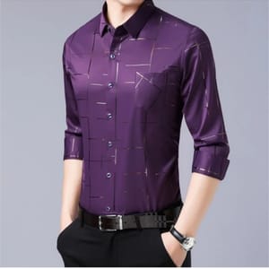 Long-Sleeved Printed Shirt – Wrinkle-Resistant Business Casual Top