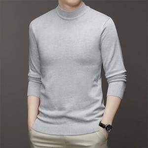 Half High Neck Sweater- Long Sleeved Casual Top Yzq - Men's Sweaters