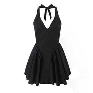 Elegant White Bodycon Mini Dress with Ruffle Halter Neck and Backless Design