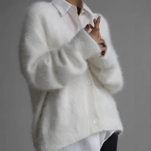Vintage Knit Cardigans for Women - Mohair Button-Up Sweater